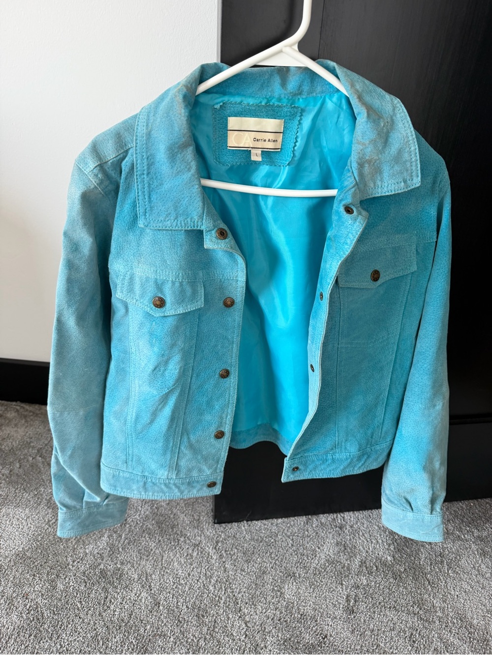 Carrie Allen Turquoise Genuine Leather Jacket - Women's